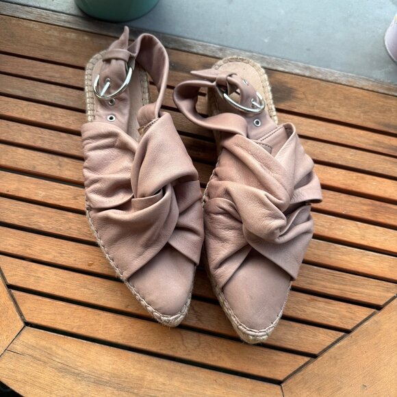 Allsaints Womens Rise Espadrille Sandals in Blush Pink With Knotted Leather Stra - Picture 5 of 8